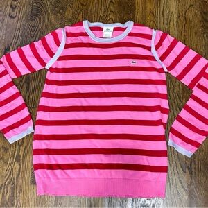Lacoste Women’s Pink Striped Sweater size L